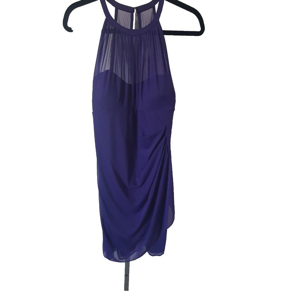 David's Bridal Halter Neck Bridesmaid‎ Dress Sz 8 Purple Wedding Party Sheer